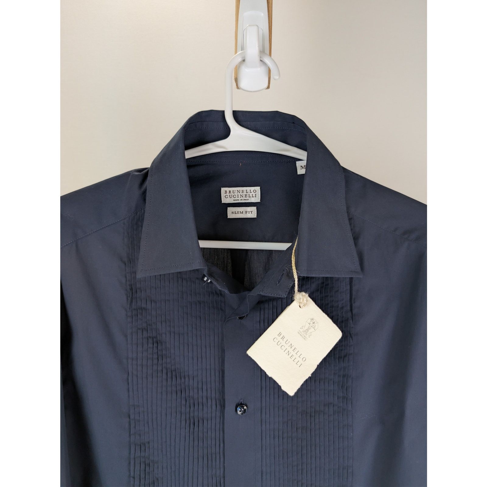 Brunello Cucinelli o1rshd1 CC20 Tuxedo shirt with pleating for Man in Navy Blue Size US M / EU 48-50 / 2 - 7 Thumbnail