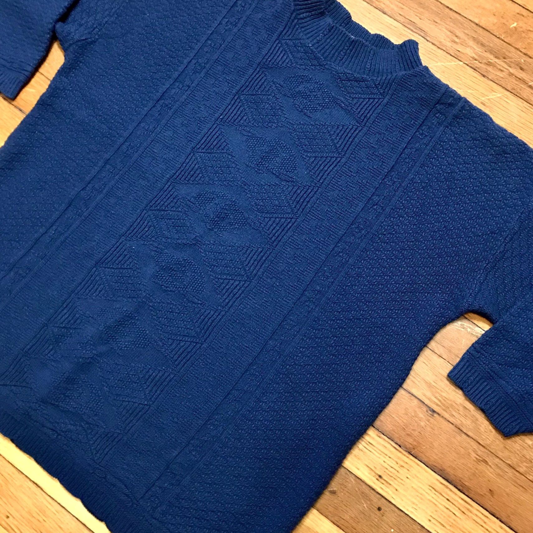 Vintage VINTAGE Spunky Sweater Mock Neck 70s 80s Blue Knit One Size XL Women’s Pullover Knit Pullover Size ONE SIZE - 2 Thumbnail