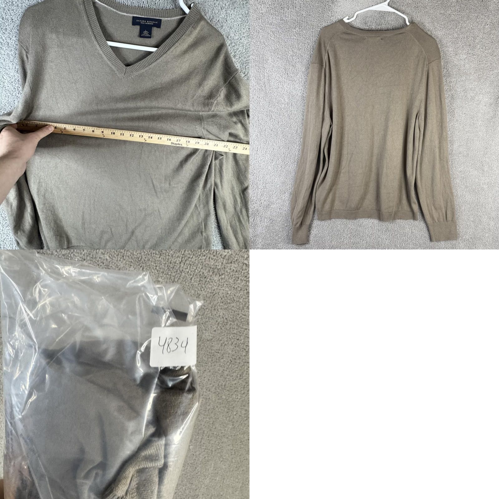 Banana Republic Banana Republic Sweater Mens L Brown Silk Cashmere V-Neck Knit Pullover Size US L / EU 52-54 / 3 - 8 Thumbnail