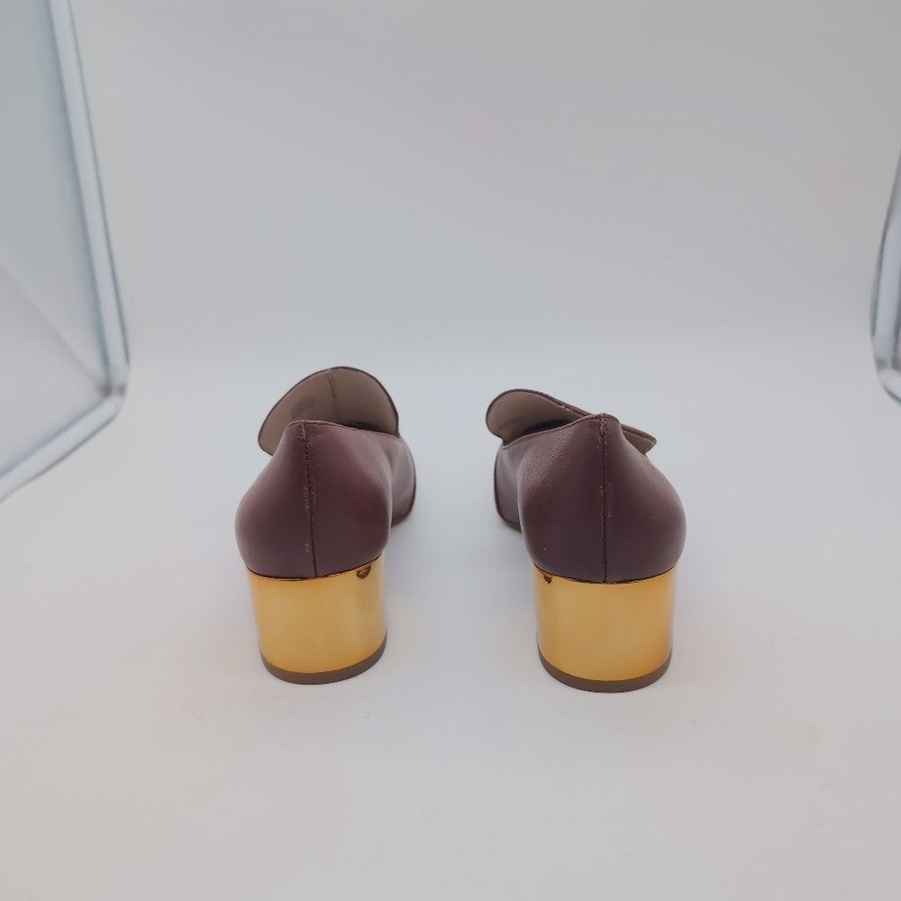 Designer Louise Et Cie Sz 10 Burgundy Snake Toe Loafers with Gold He Size US 10 / IT 40 - 6 Thumbnail