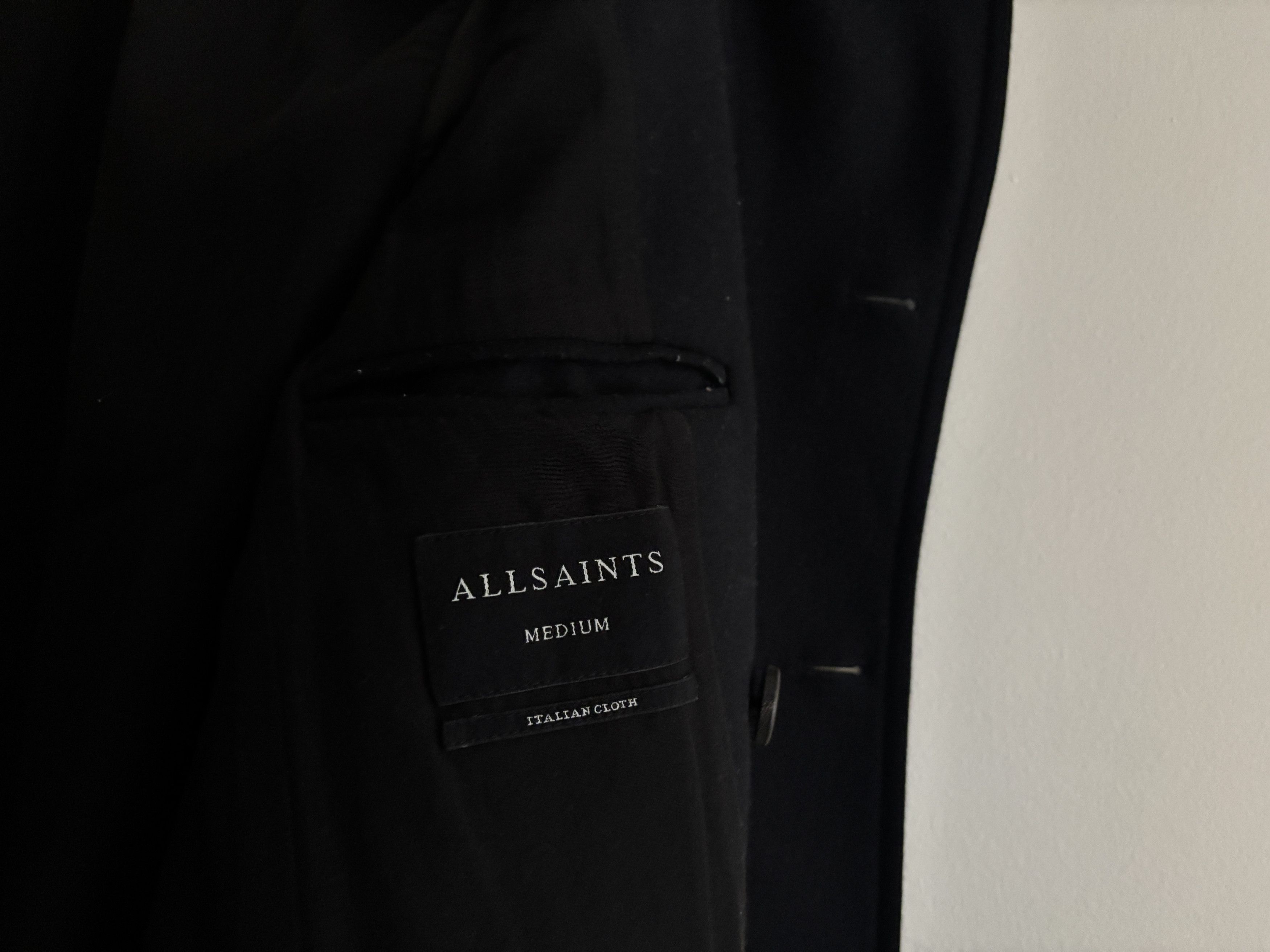Allsaints $600 Salter Navy Wool Pea Coat Leather Trim- Medium Size US M / EU 48-50 / 2 - 13 Thumbnail