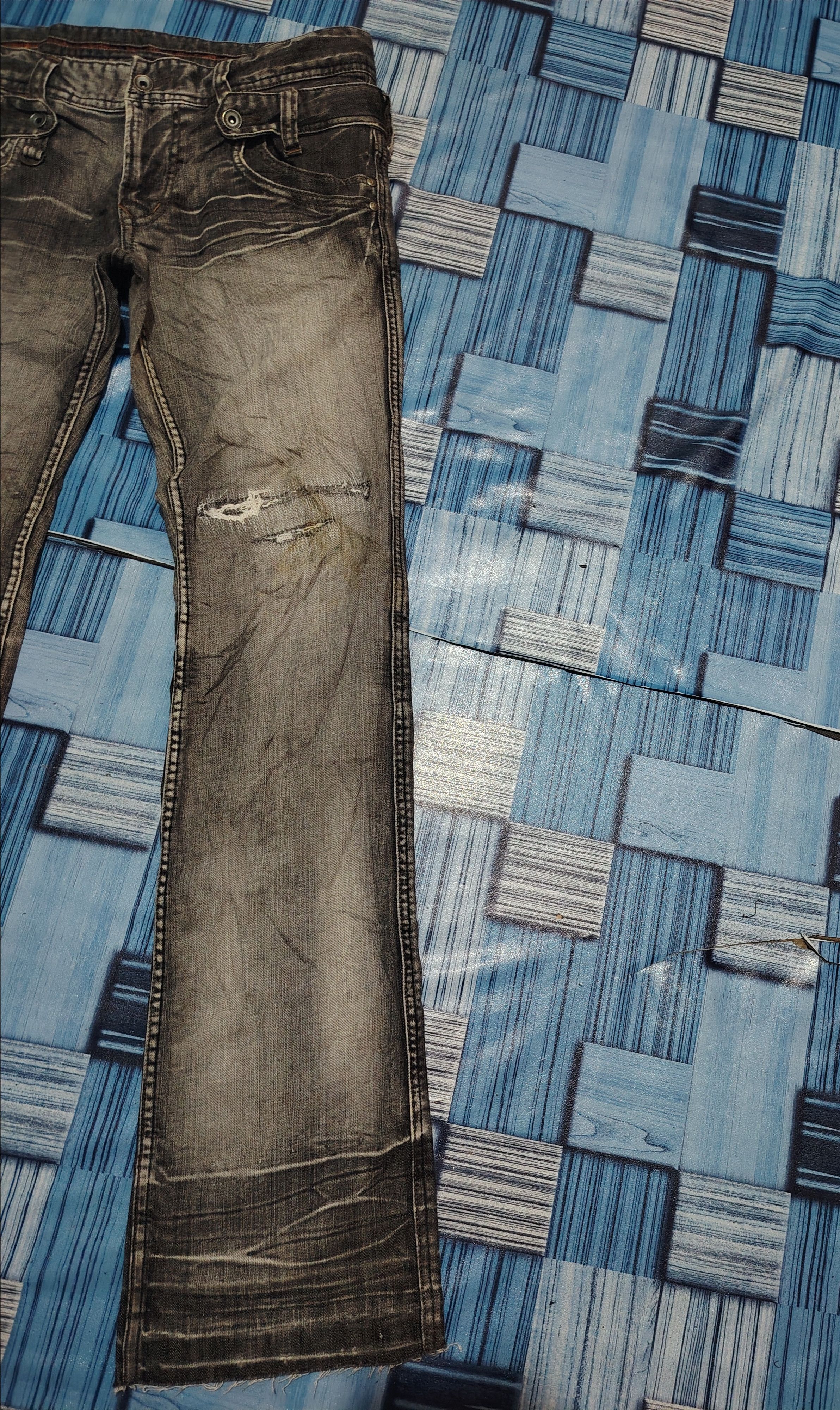 If Six Was Nine Nicole Club Double Waist NCFM Distressed jeans Flared Jeans Size US 33 - 4 Thumbnail