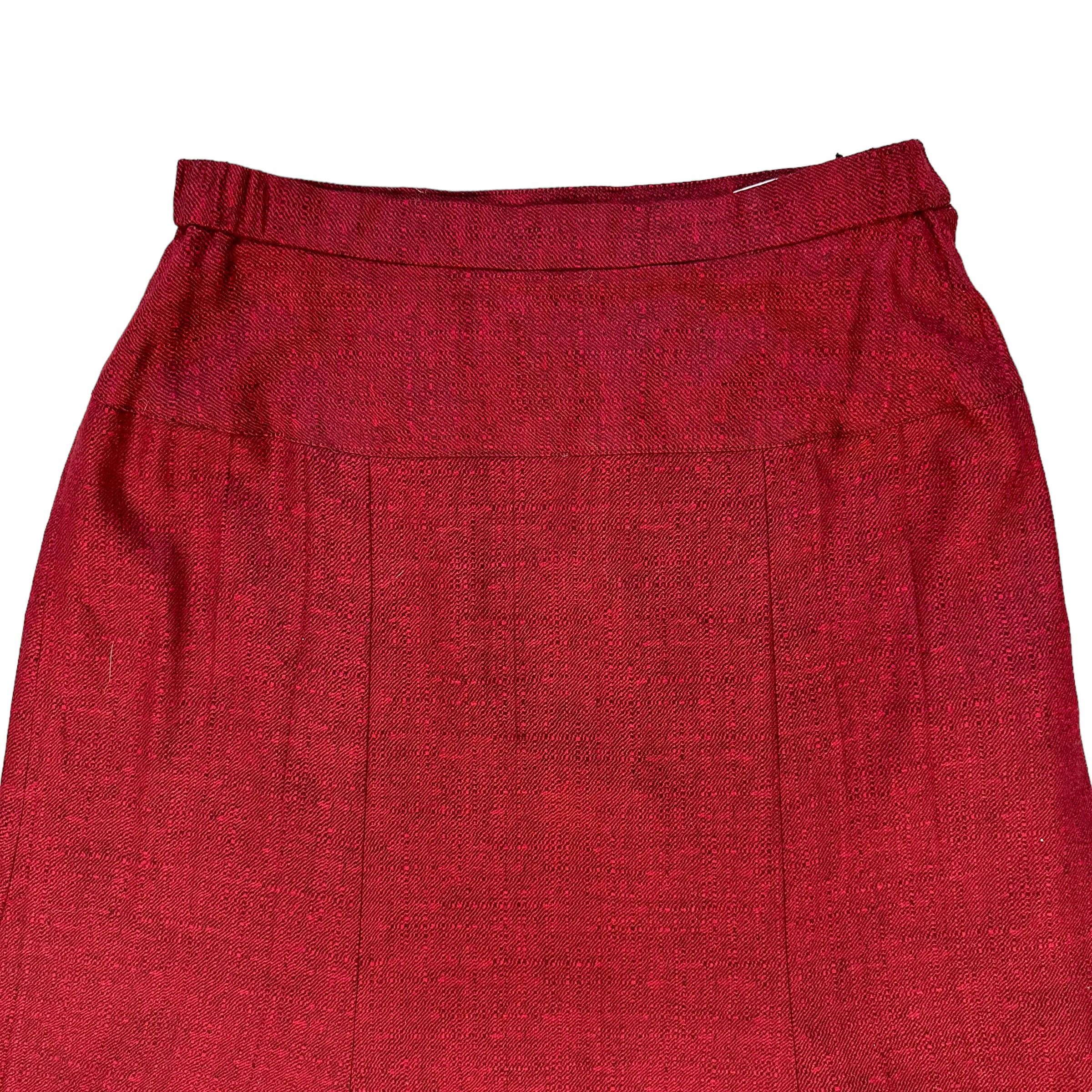 Christian Dior Monsieur Vintage CHRISTIAN DIOR Maroon Midi Skirt W28 #A44-1031 Size 28" / US 6 / IT 42 - 2 Thumbnail