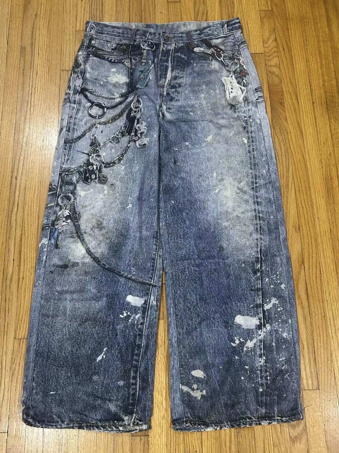 Japanese Brand × Jean Y2K 3D-Printed Chain Graphic Blue Baggy Jeans Size US 33 - 8 Thumbnail