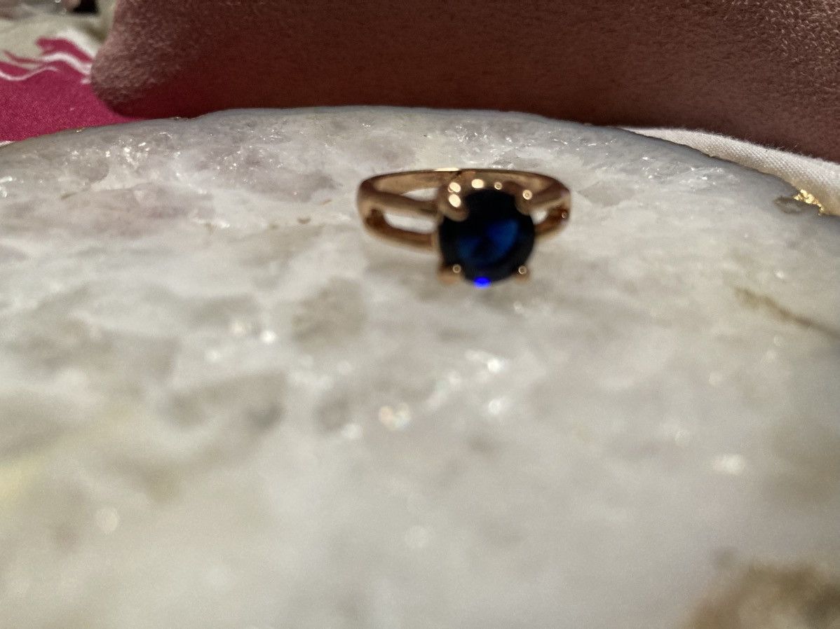 Other Blue gemmed gold plated ring Size ONE SIZE - 2 Thumbnail