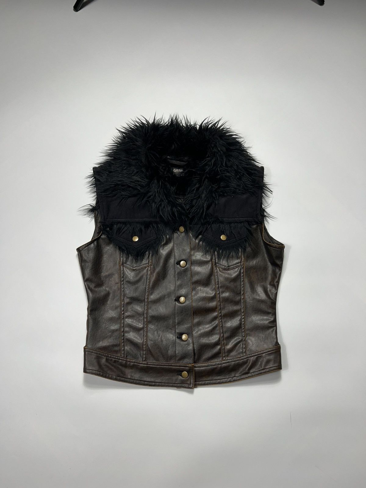 Hysteric Glamour Rare Y2K Leather Vest With Fur Collar Hood Hype Size L / US 10 / IT 46 - 1 Thumbnail