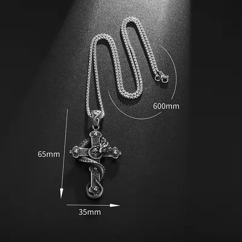Jewelry × Vintage Dragon Wrap Cross Pendant Necklace Size ONE SIZE - 3 Thumbnail