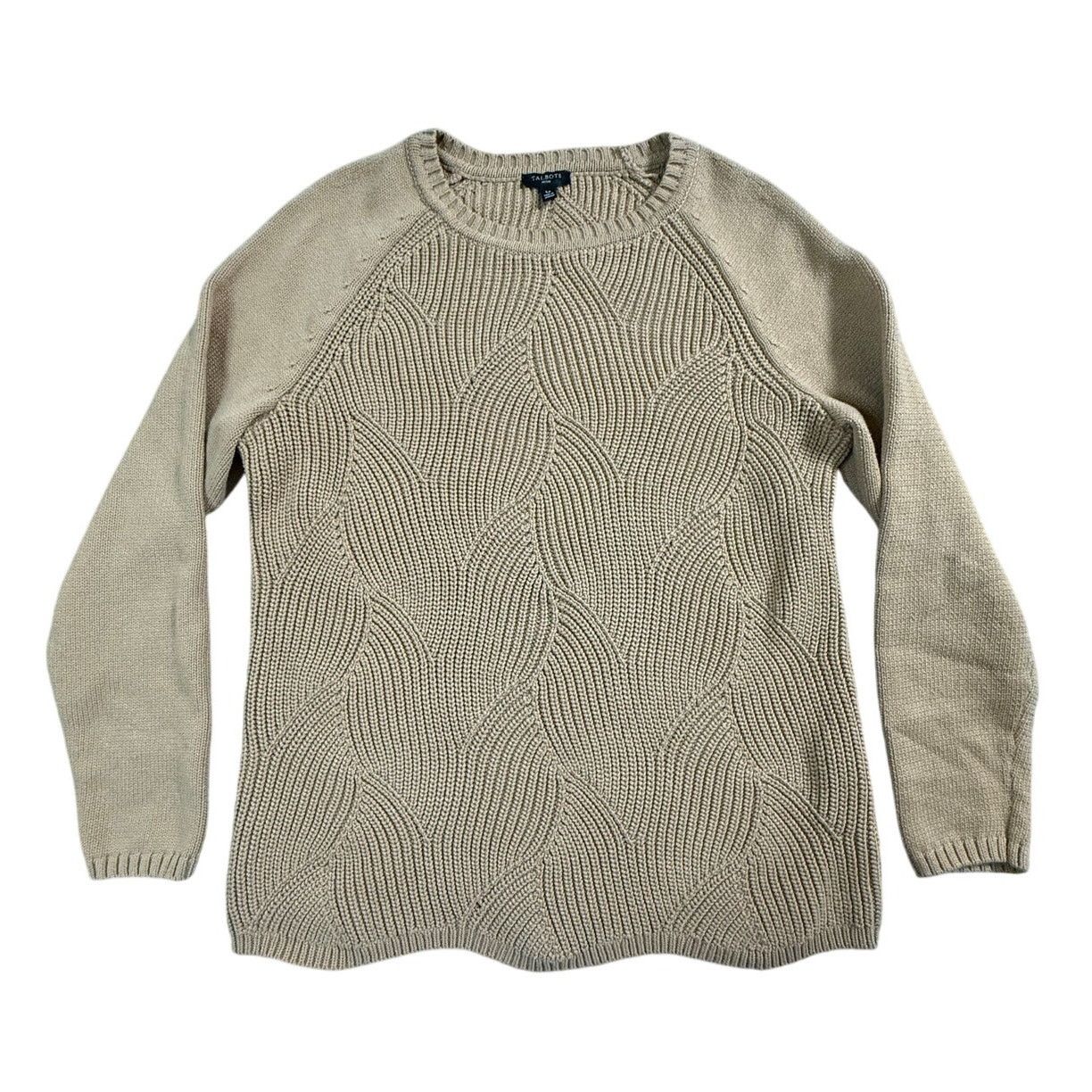 Other Talbots Sweater Women's L Petite Tan Knit Scalloped Pullover Size L / US 10 / IT 46 - 1 Thumbnail