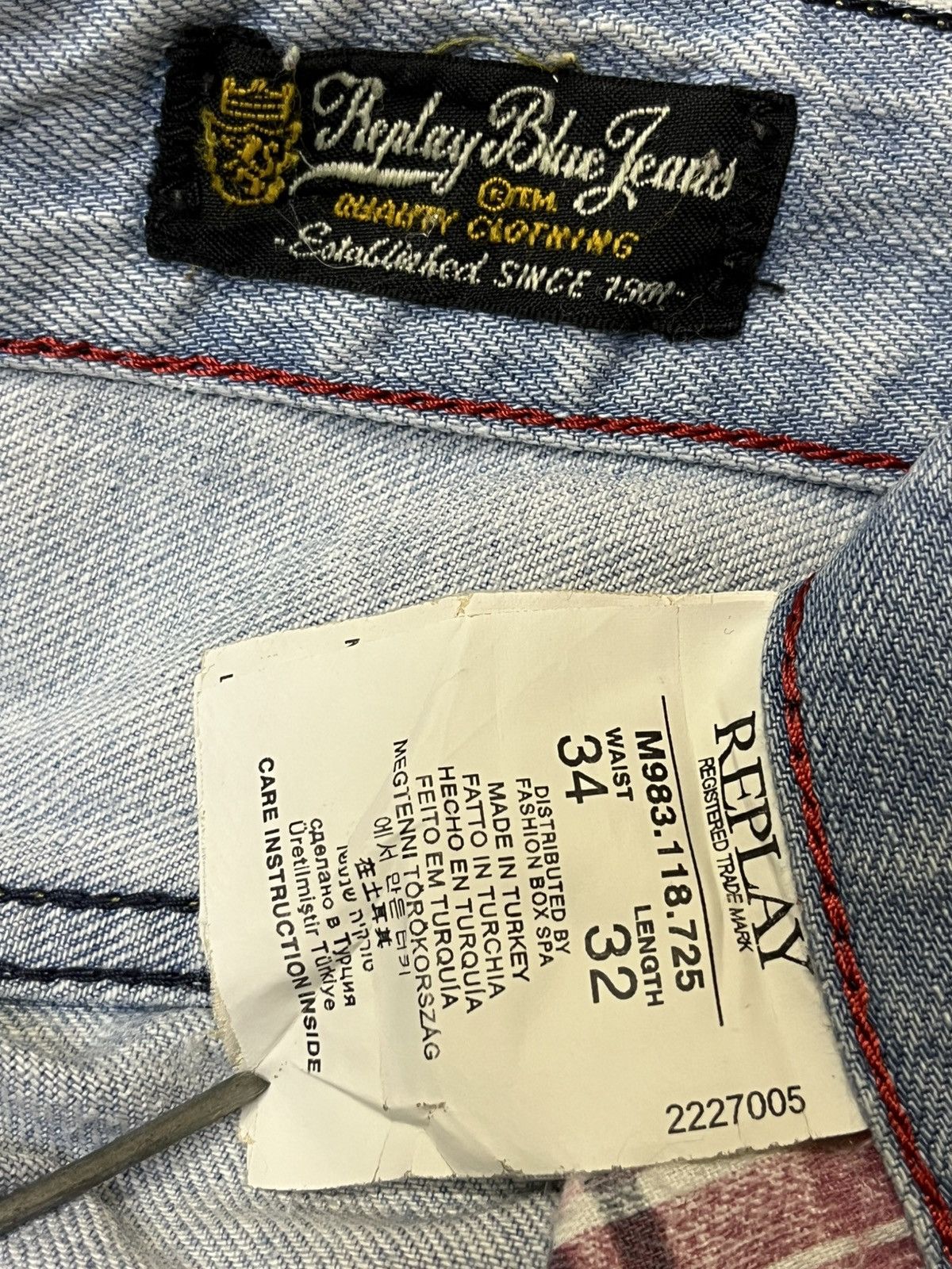 Replay SICK🔥REPLAY ASOLO ITALY STRAIGHT CUT BLUE JEANS Size US 35 - 19 Thumbnail