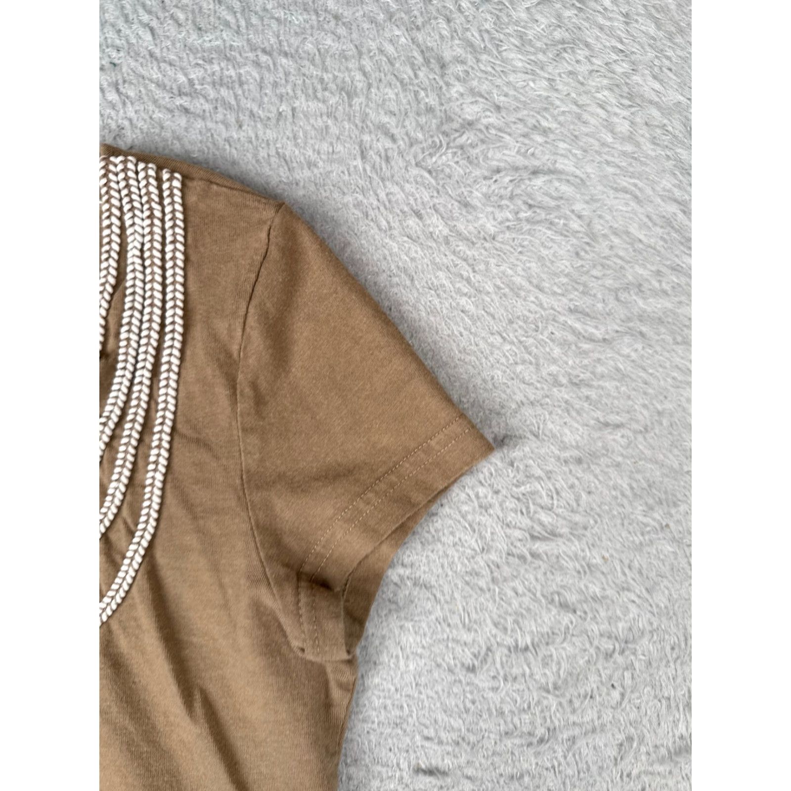Tommy Hilfiger Tommy Hilfiger Shirt Women Small Petite Brown Scoop Neck Cotton Rayon Blend Size S / US 4 / IT 40 - 2 Thumbnail