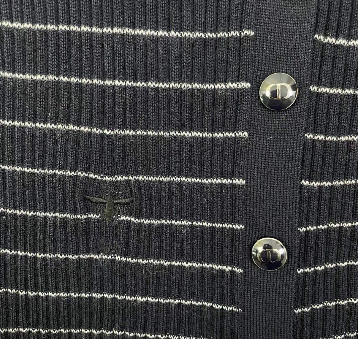 Dior Dior Fine Stripe Bee Embroidered Knit Cardigan K12 Size XS / US 0-2 / IT 36-38 - 5 Thumbnail