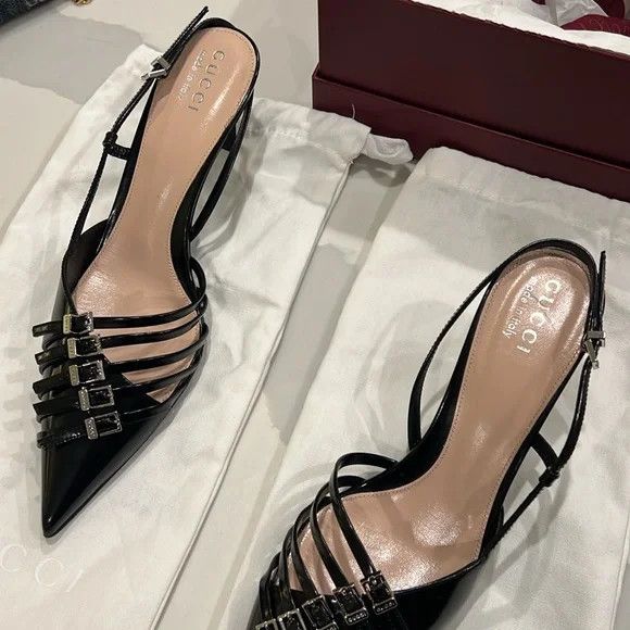 Gucci Gucci Seraphine 75mm Leather Slingback Heels Size US 6 / IT 36 - 8 Thumbnail