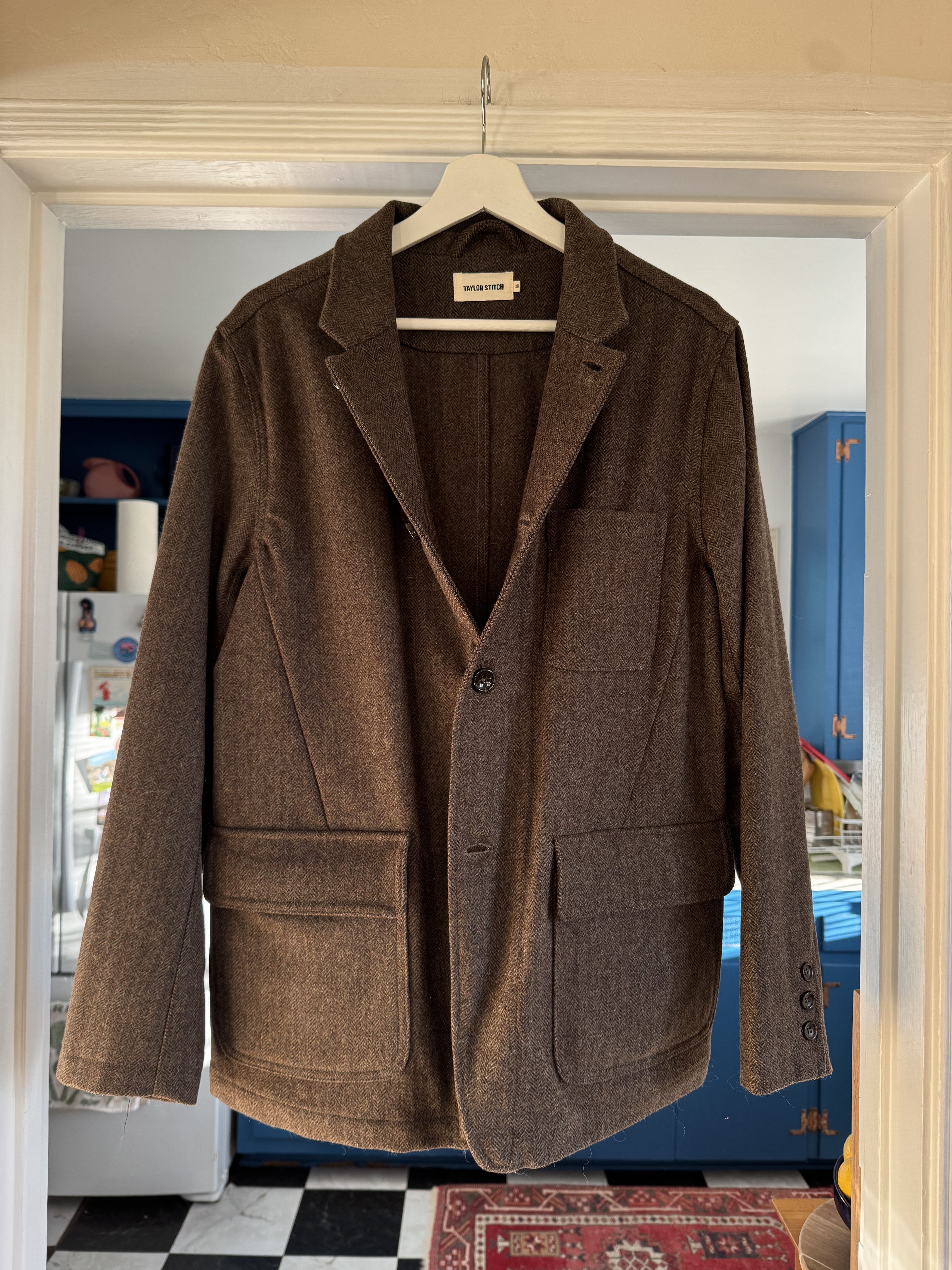 Taylor Stitch Gibson Sports Jacket Olive Herringbone Wool