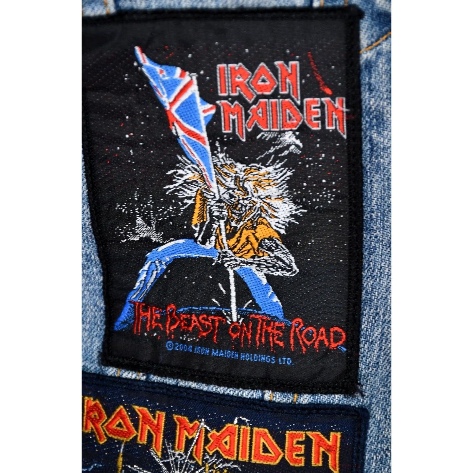 Vintage VINTAGE Iron Maiden JACKET Denim Jacket Men M Blue 2004 Patches Very Good Band Shirt Mens Size US 31 - 4 Thumbnail