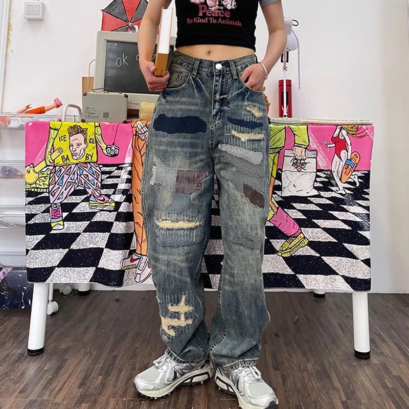 Jean Patchwork Baggy Jeans Size US 34 / EU 50 - 5 Thumbnail