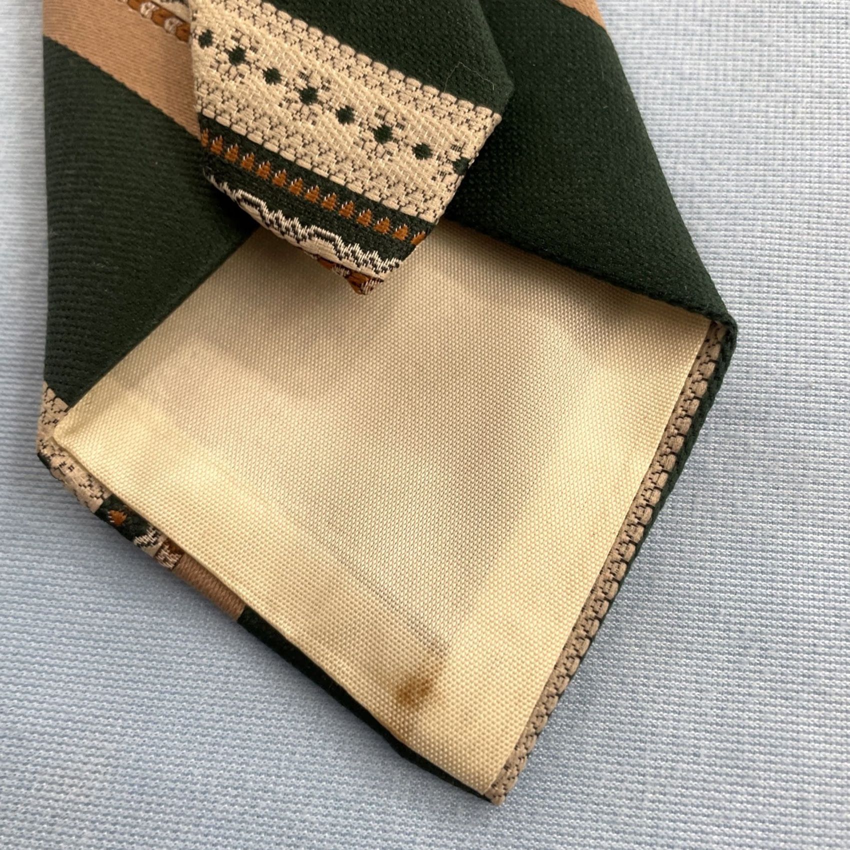 Vintage VINTAGE Tattersall Repp Tie Woven Textured Green Brown Western Necktie 3x57 Men Tie 57"-60" Size ONE SIZE - 6 Thumbnail