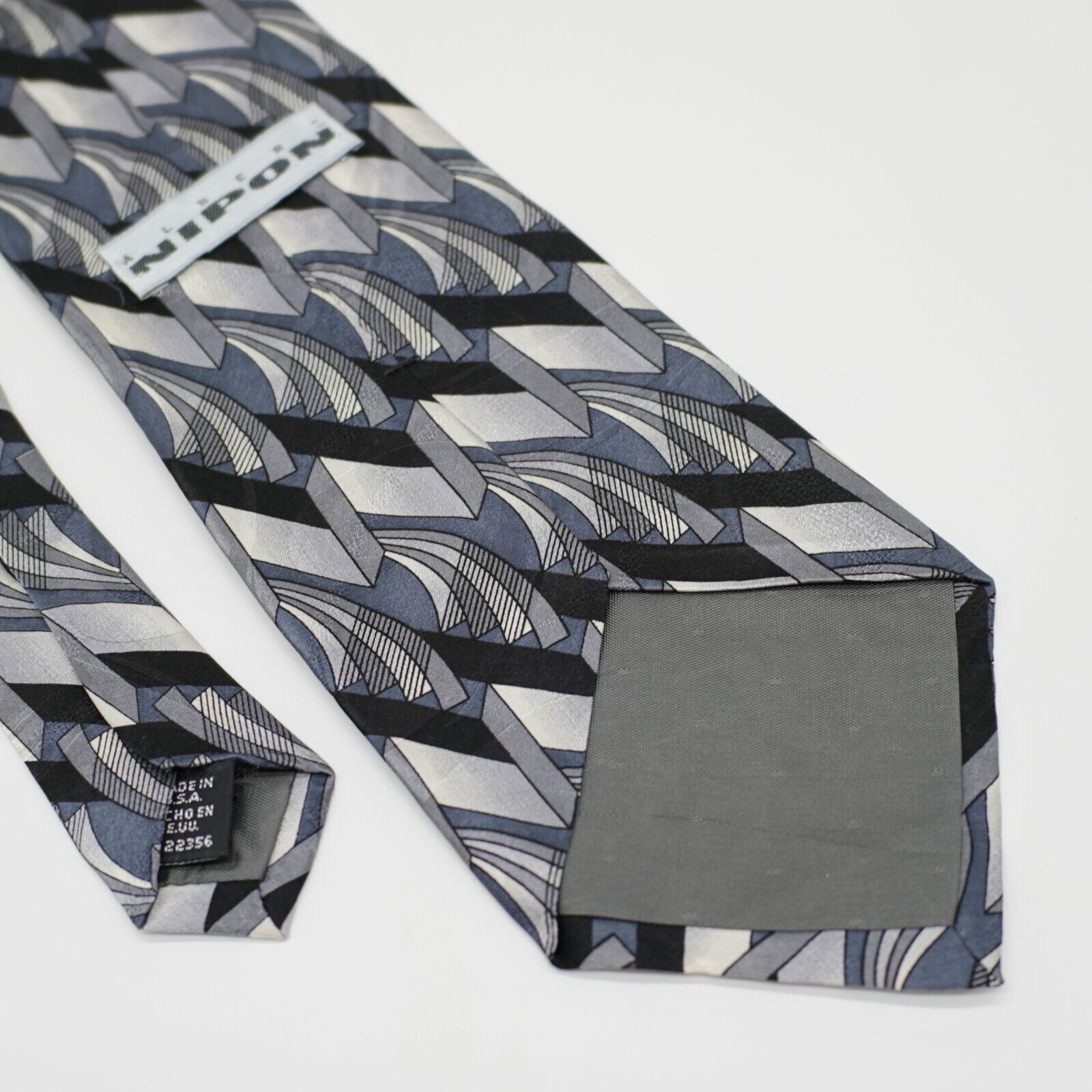 Albert Nipon Albert Nipon Abstract Geometric Silver Blue Jacquard Print S Size ONE SIZE - 6 Thumbnail