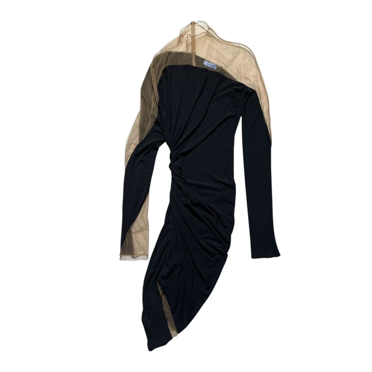 Mugler $1,935 sheer panel stretch runched dress Size XS / US 0-2 / IT 36-38 - 1 Thumbnail