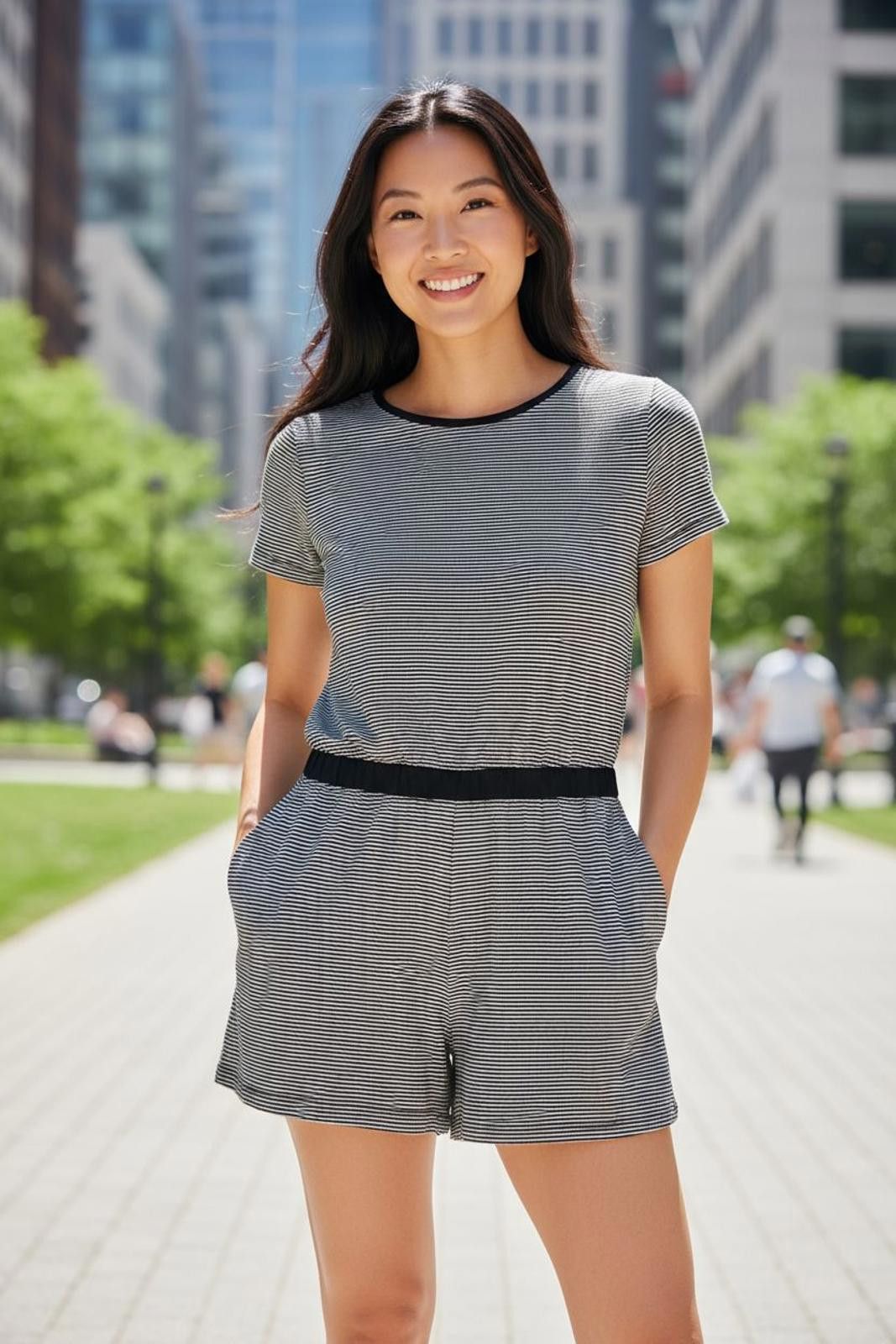 Designer Rolla Coaster Women's Short Sleeve Striped Romper Size 32" / US 10 / IT 46 - 2 Thumbnail