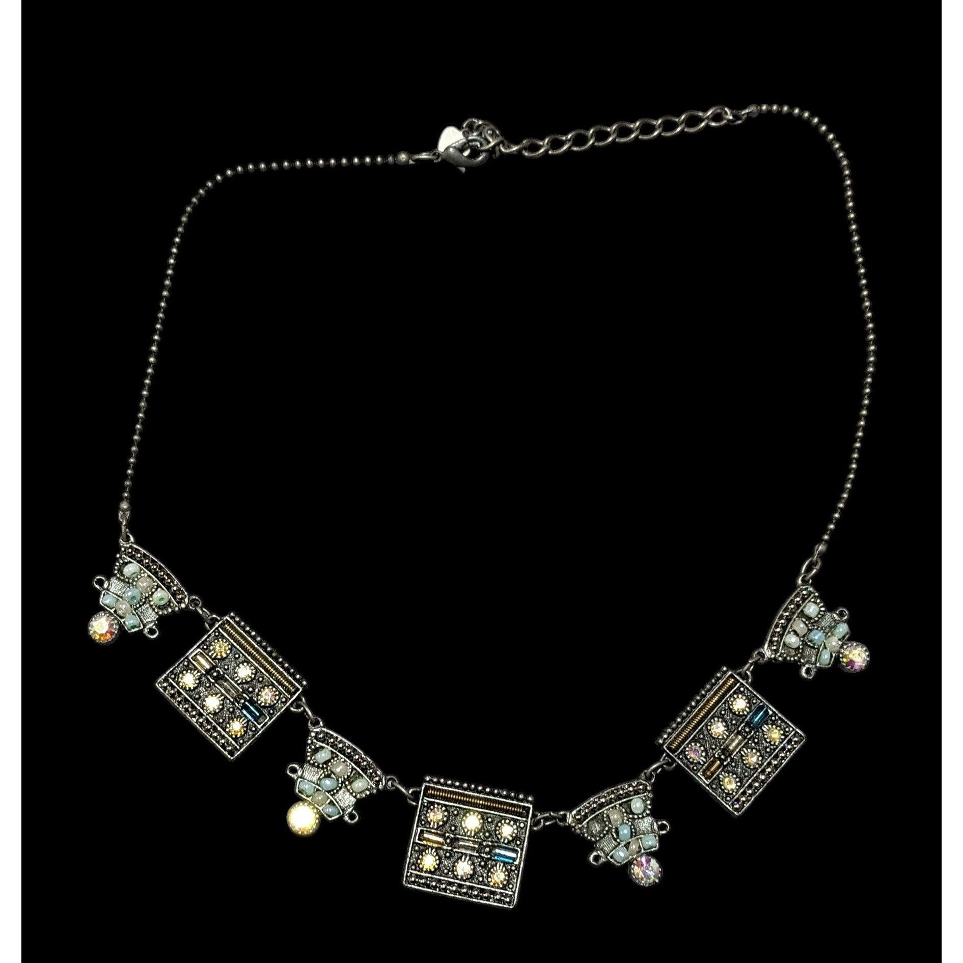 Other Vintage Art Deco Silver Tone Rhinestone Beaded Necklace Size ONE SIZE - 4 Thumbnail