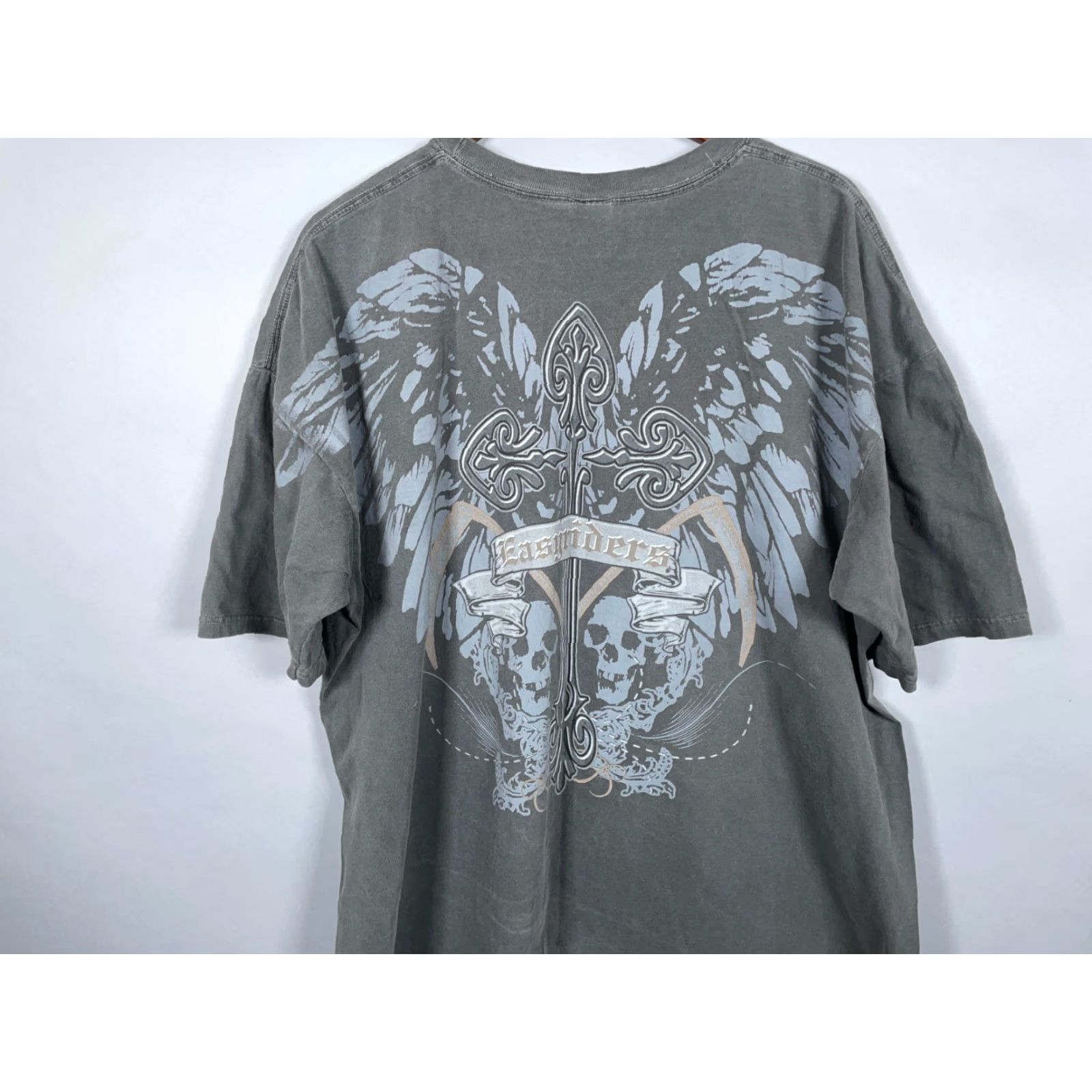 Vintage Authentic Pigment T-Shirt Adult 2X Gray Skulls Wings Biker Print Shirt Mens Regular Crew Neck Short Sleeve Graphic Print Size US XXL / EU 58 / 5 - 4 Thumbnail