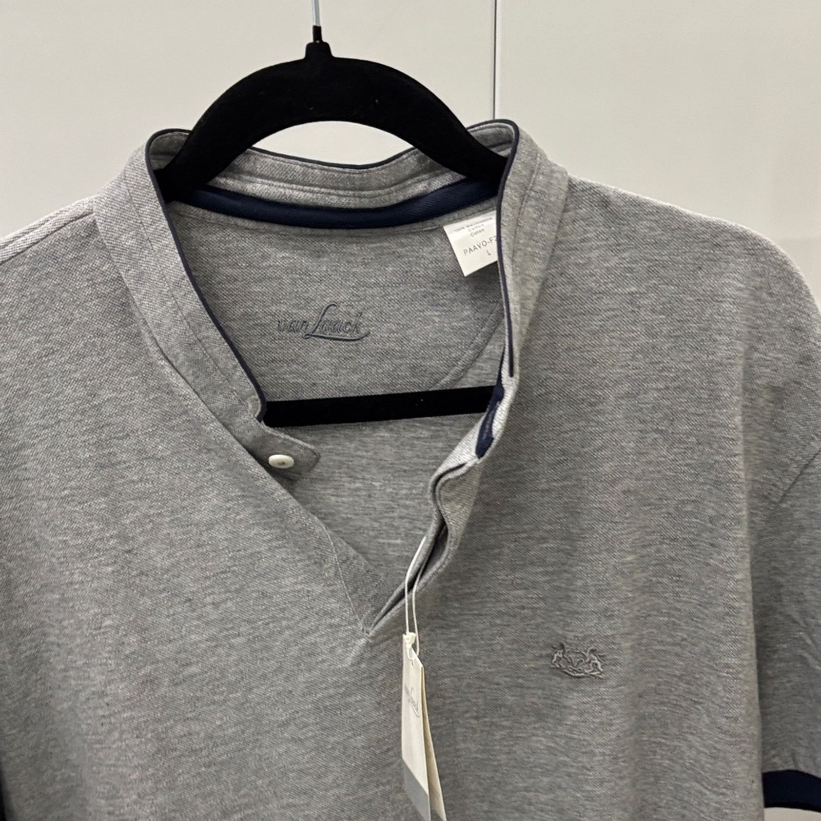 Other NWT Van Laack Classic Gray Polo Shirt Navy Accents Size L Size US L / EU 52-54 / 3 - 7 Thumbnail