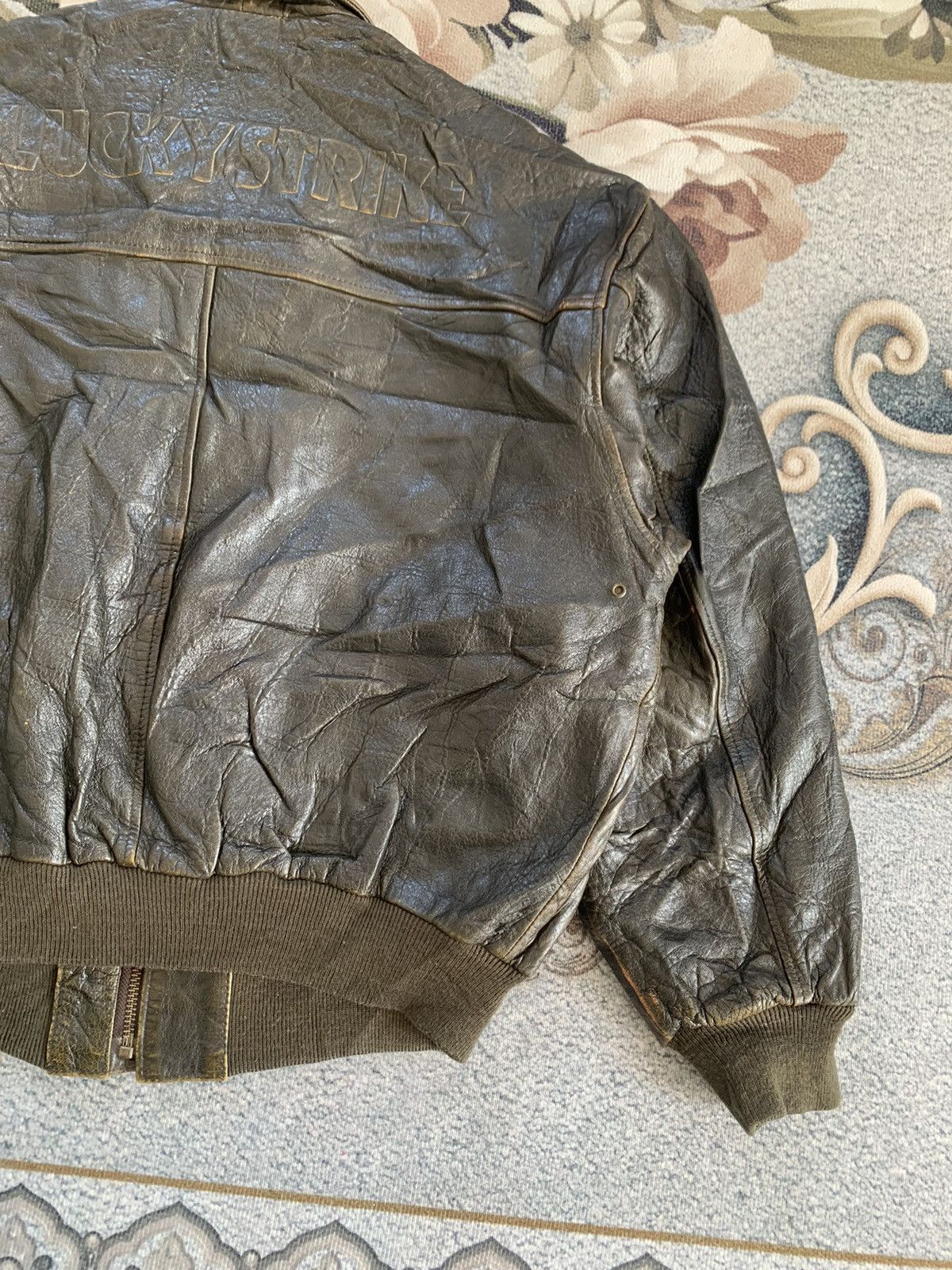 Leather Vtg Lucky Strike Embossed Logo Leather Jacket Size US L / EU 52-54 / 3 - 6 Thumbnail