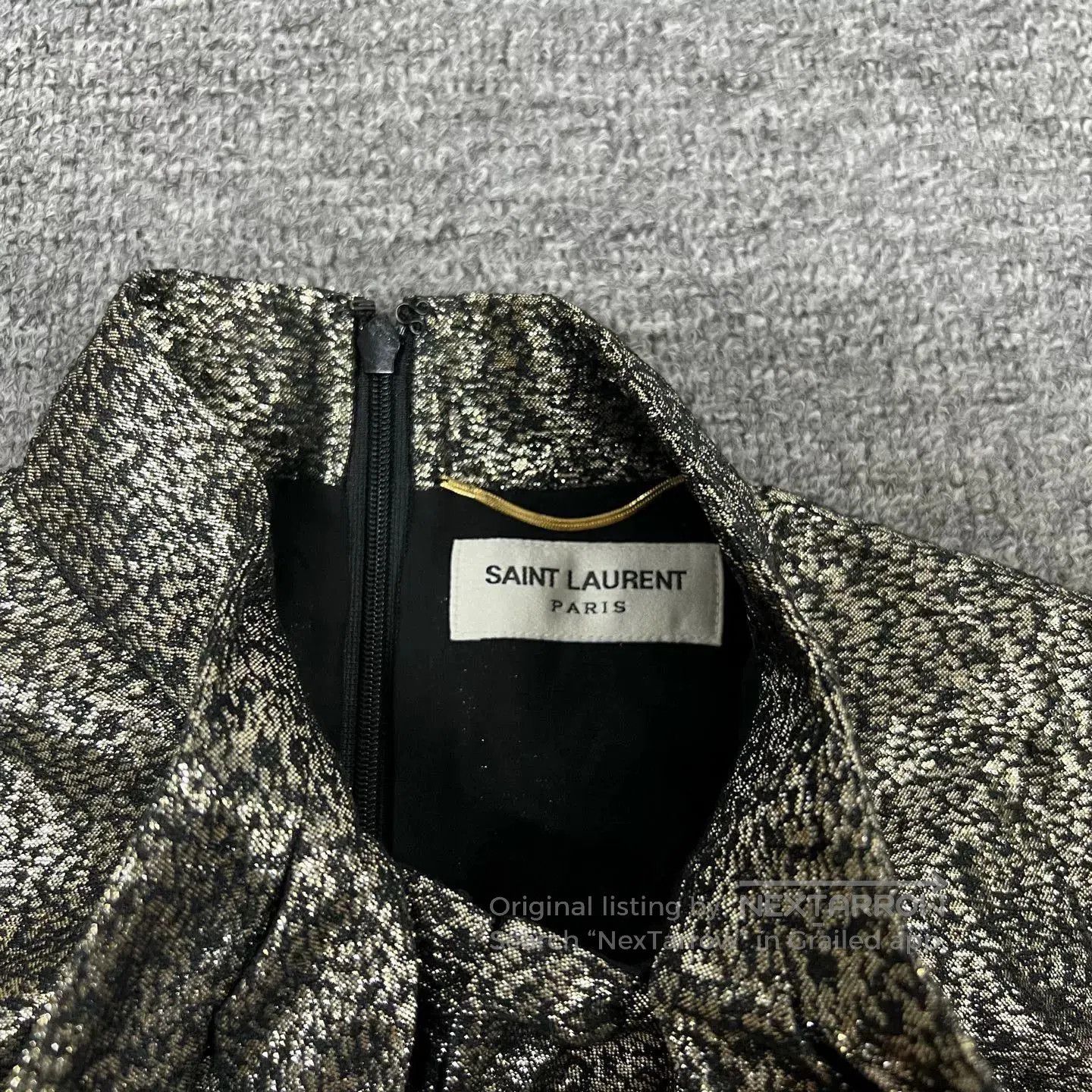 Yves Saint Laurent YSL Silver Ribbon Dress F34. Size XXS / US 00 / IT 34 - 6 Thumbnail