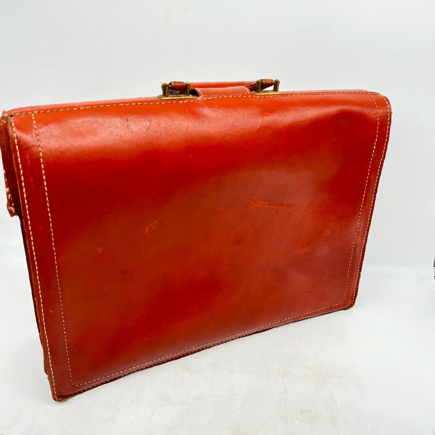 Vintage VINTAGE Heavy Duty Leather Legal Briefcase Laptop I Pad Bag British Tan Unisex Adult Large 18X13X6 1970s Business Size ONE SIZE - 4 Thumbnail