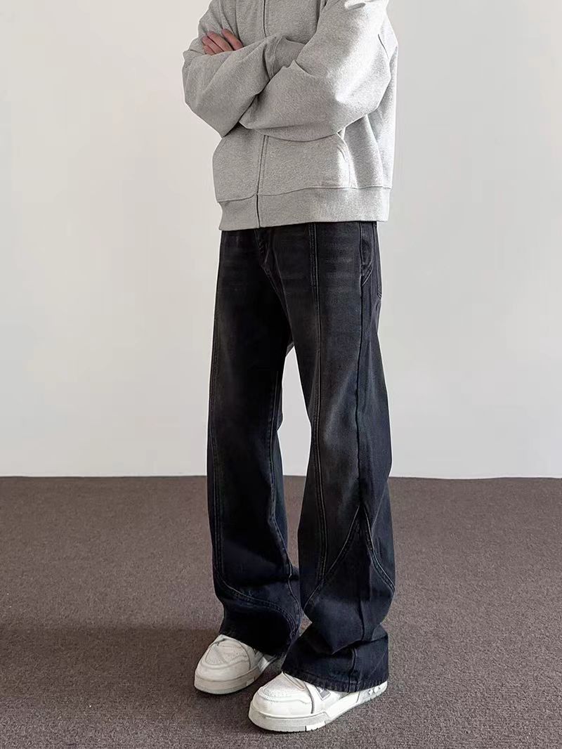 Japanese Brand × Jean Street Cropped Deconstructed Straight Leg Micro Flare Jeans Size US 33 - 1 Thumbnail