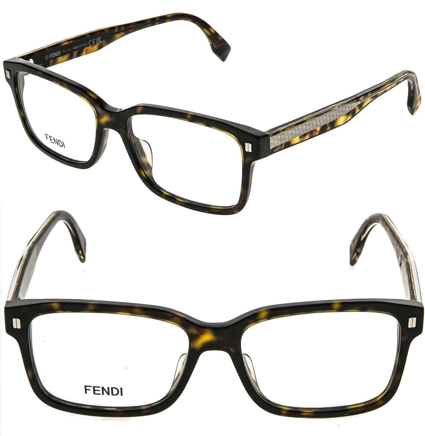 Fendi FENDI 50030 052 Brown Gold Print Eyeglasses FE50030I 052 Size ONE SIZE - 1 Thumbnail