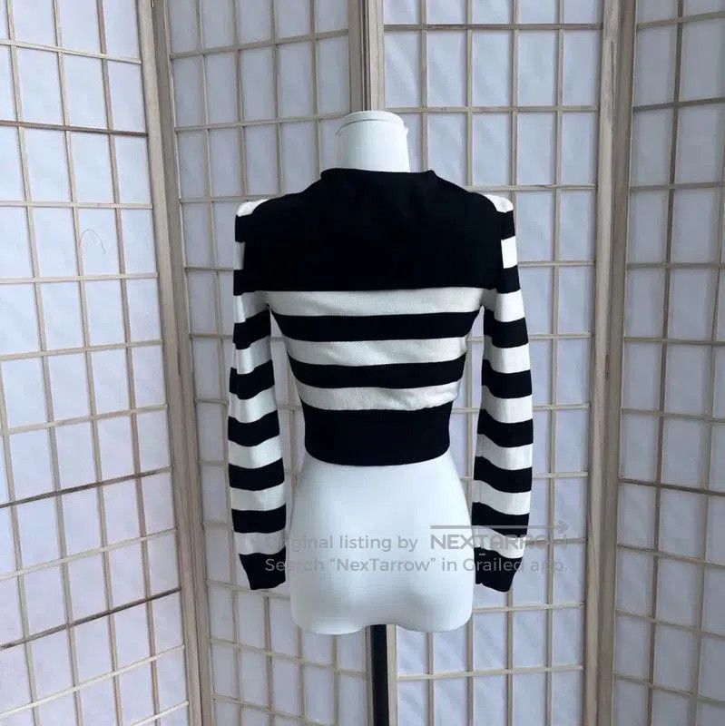 Miu Miu Miu Miu Striped Cropped Sweater . Size S / US 4 / IT 40 - 2 Thumbnail