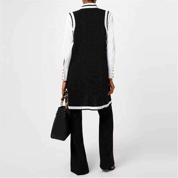 Balmain o1g2r1mq0924 Sleeveless Lace Cardigan in Noir & White Size S / US 4 / IT 40 - 5 Thumbnail