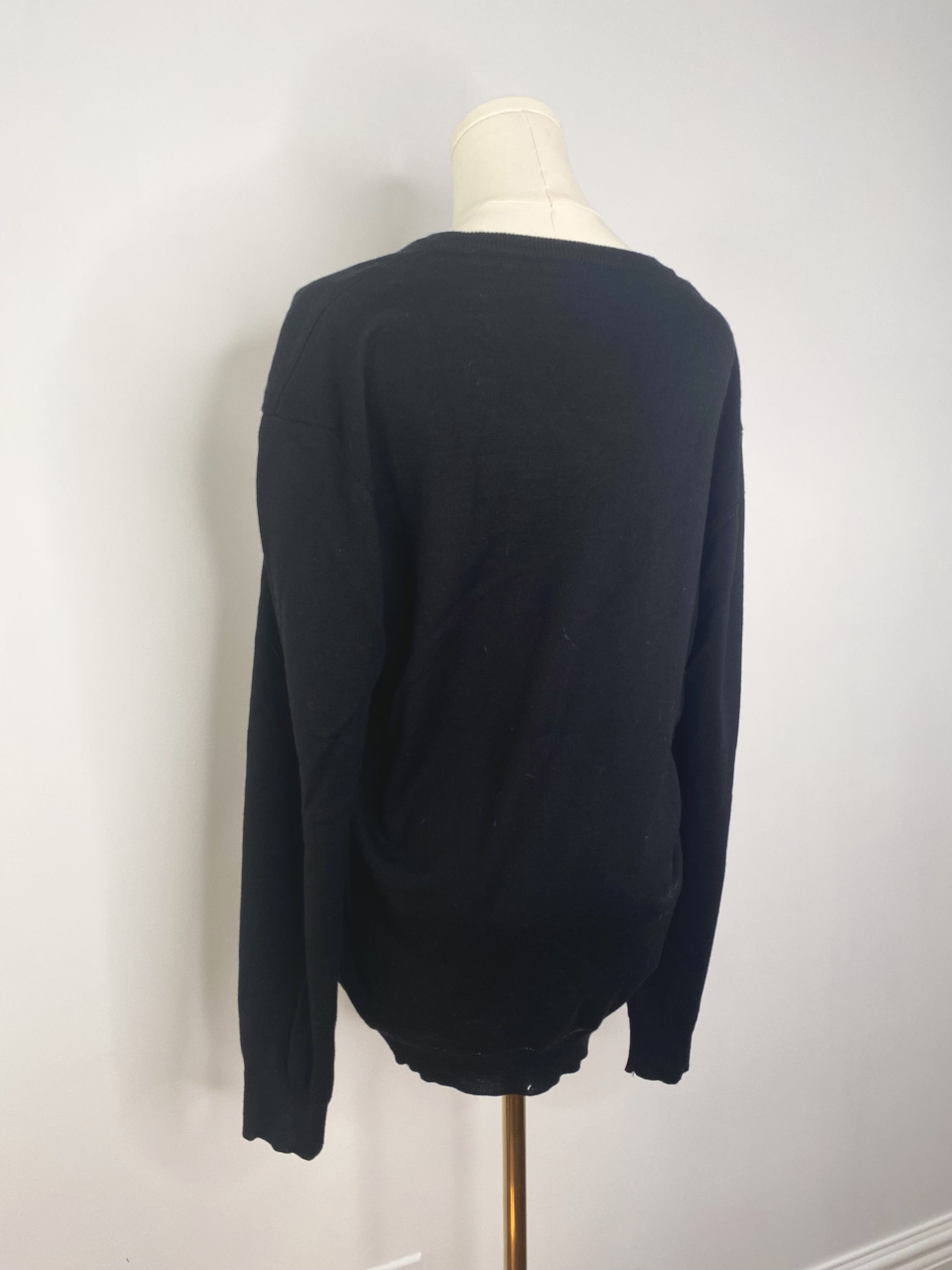 Vintage Merino Wool Black V-Neck Sweater - Strada Italy Size US M / EU 48-50 / 2 - 4 Thumbnail