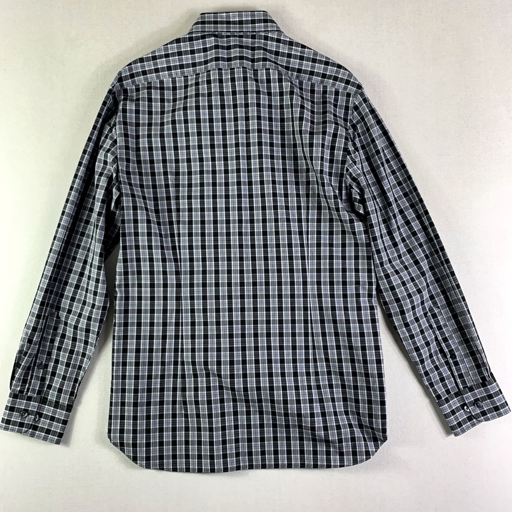 John Varvatos John Varvatos Plaid Button Up Shirt Mens 15 1/2 32/33 Black Long Sleeve Size US L / EU 52-54 / 3 - 7 Thumbnail
