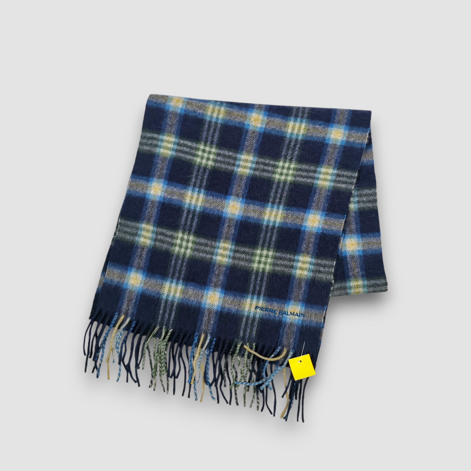 Japanese Brand Vintage Pierre Balmain Scarf Plaid Muffler Wool Scarves Size ONE SIZE - 1 Thumbnail