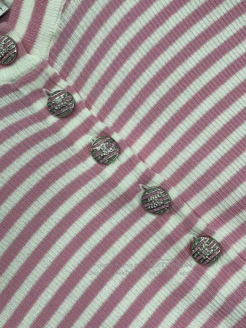 Chanel Chanel Pink striped knitted short sleeves Size XS / US 0-2 / IT 36-38 - 3 Thumbnail