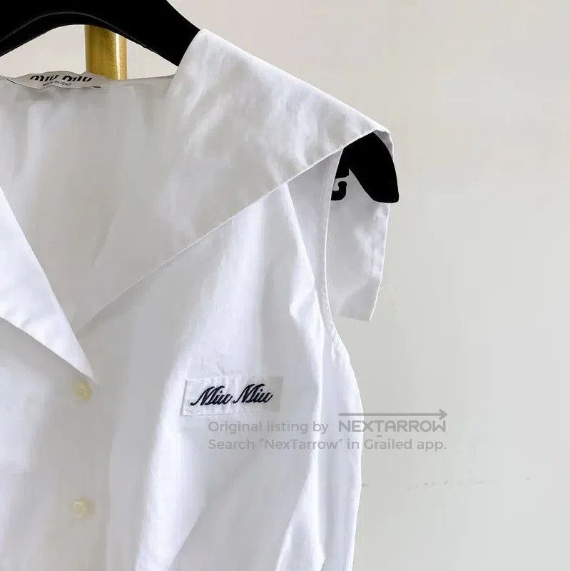 Miu Miu Miu Miu Summer White Short Sleeve Blouse . Size M / US 6-8 / IT 42-44 - 2 Thumbnail