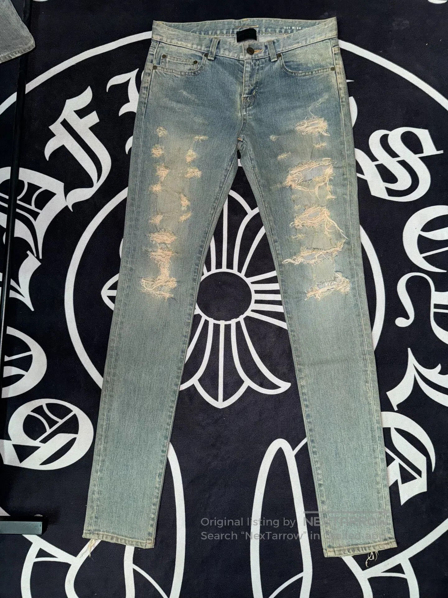 Saint Laurent Paris Saint Laurent Light Blue Distressed Jeans. Size US 28 / EU 44 - 1 Thumbnail