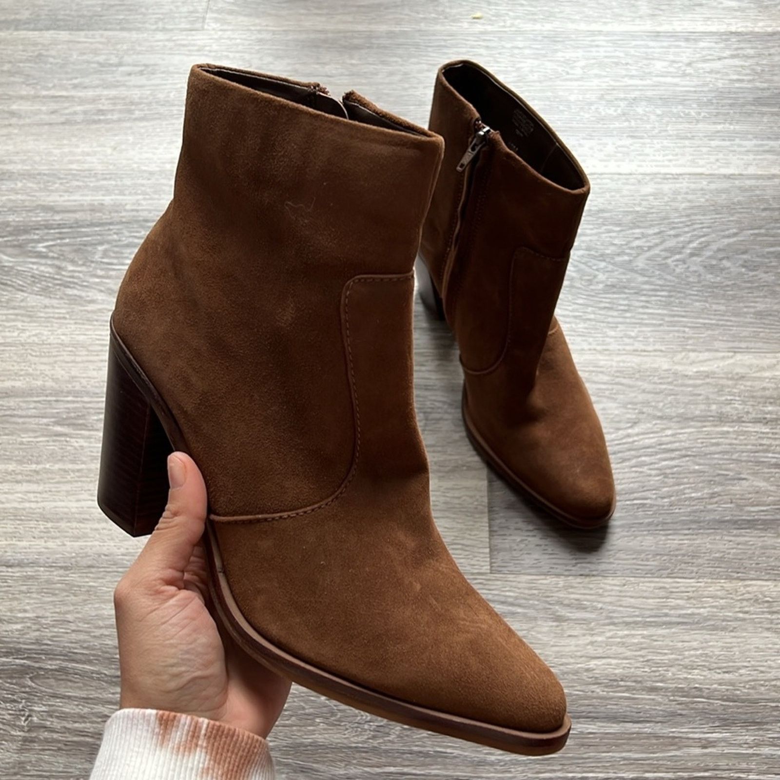 Gianni Bini Women’s Casual Leather Ankle Boots Brown Size10