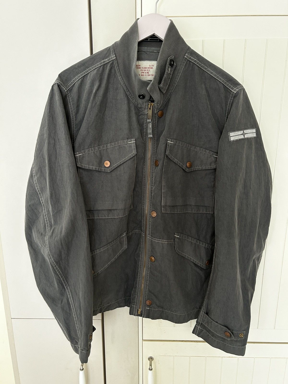 image of Massimo Osti x Stone Island Vintage Stone Island Jacket in Grey, Men's (Size XL)