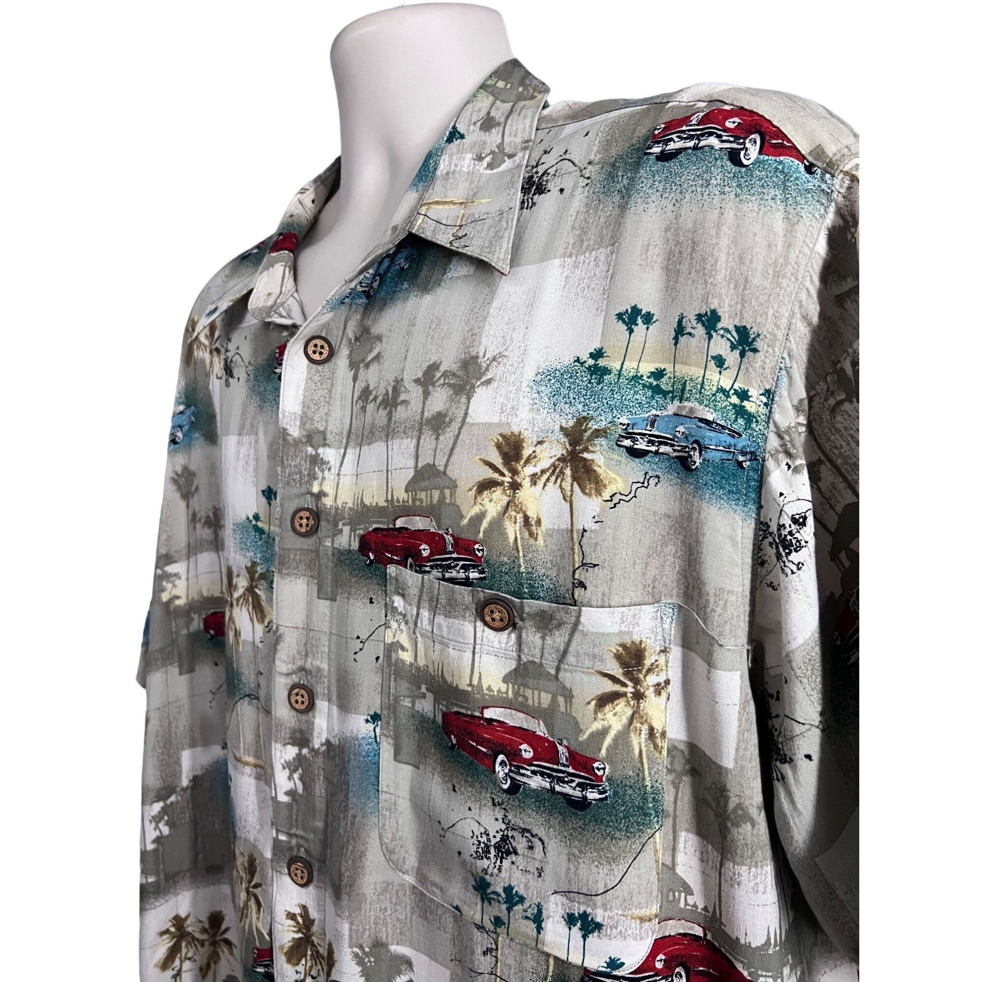 Vintage Mens Hawaiian Floral Button Up Camp Shirt XL Pocket Retro Cl Size US XL / EU 56 / 4 - 5 Thumbnail