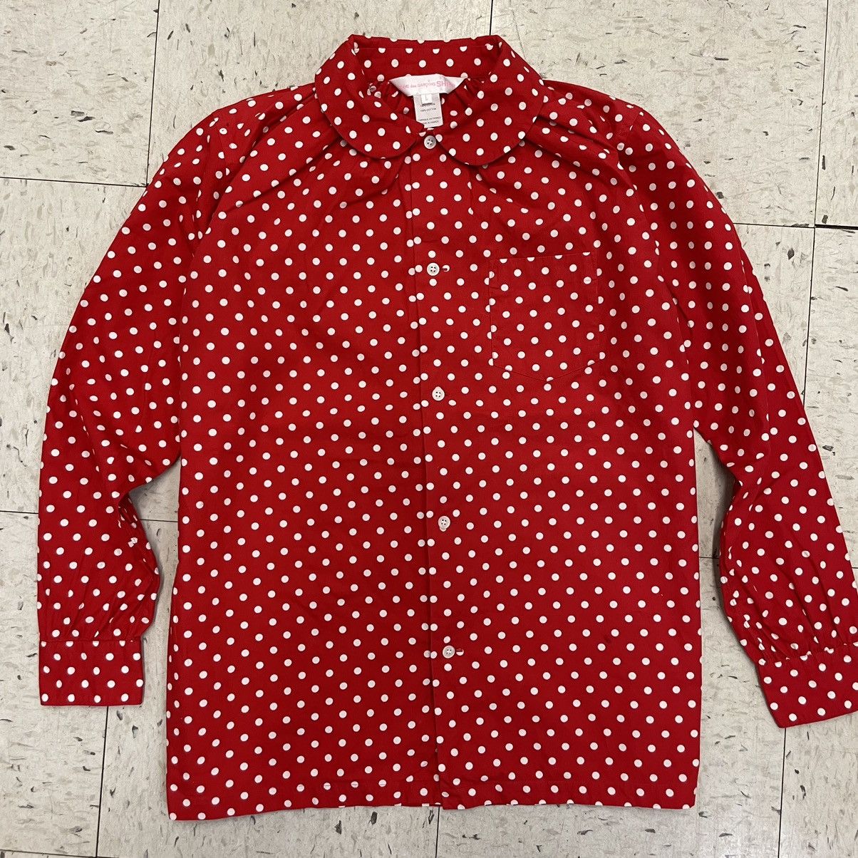 Comme des Garcons SHIRT Polka Dot Print Button Up Collar Cotton Size L / US 10 / IT 46 - 1 Thumbnail