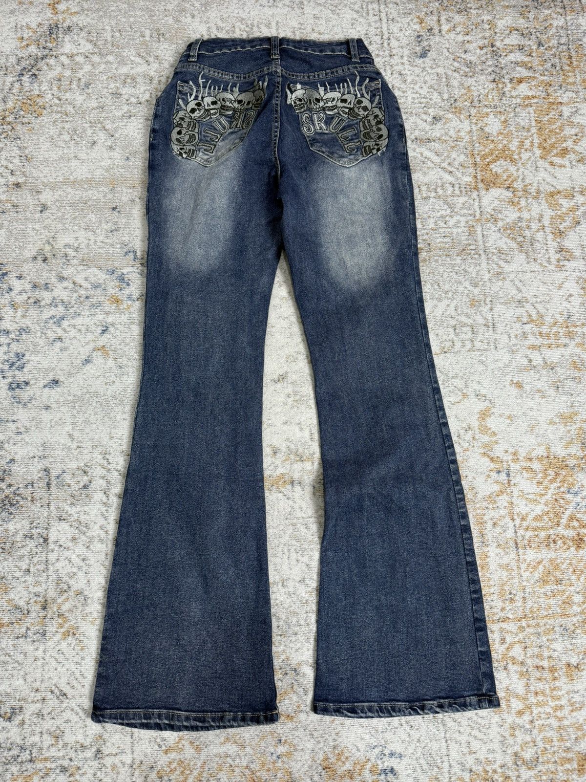 Tornado Mart Romwe y2k skull art style denim pants Size 25" / US 0 / IT 36 - 1 Thumbnail