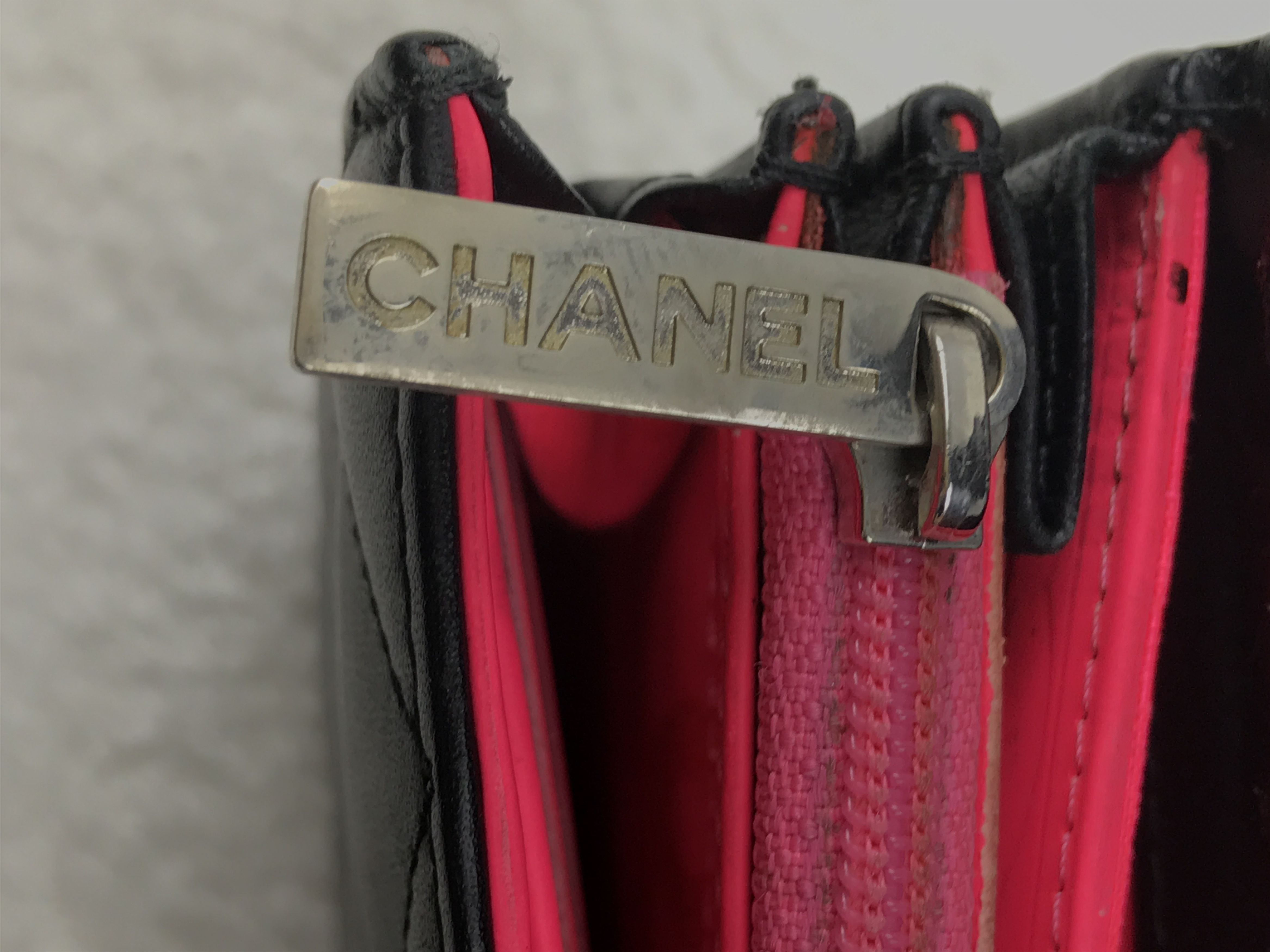 Chanel × Vintage Chanel Cambon Line Coco Mark Long Wallet Black Pink Lambskin Size ONE SIZE - 16 Thumbnail