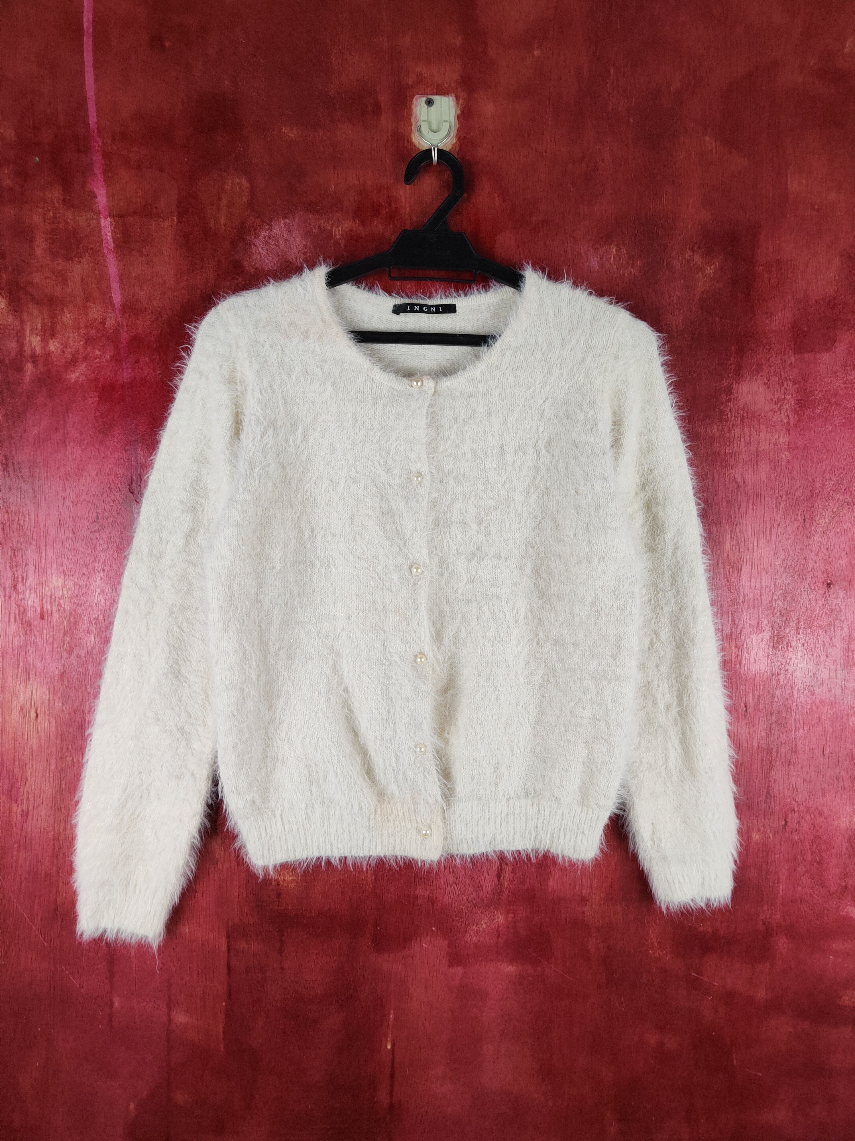 Homespun Knitwear Ingni Beige Shag Shaggy Fur Mohair Knitwear Cardigan#S2110 Size S / US 4 / IT 40 - 1 Thumbnail