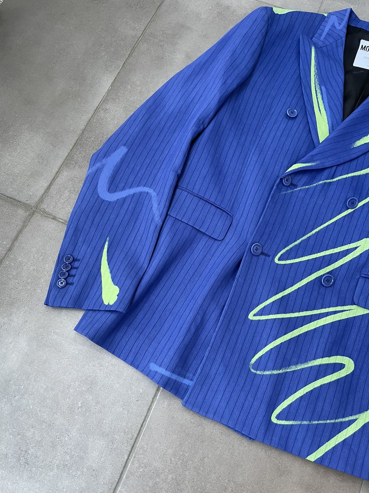 Moschino !DS! AW22 Moschino Graphic Print Double Breasted Blue Blazer Size US M / EU 48-50 / 2 - 10 Thumbnail