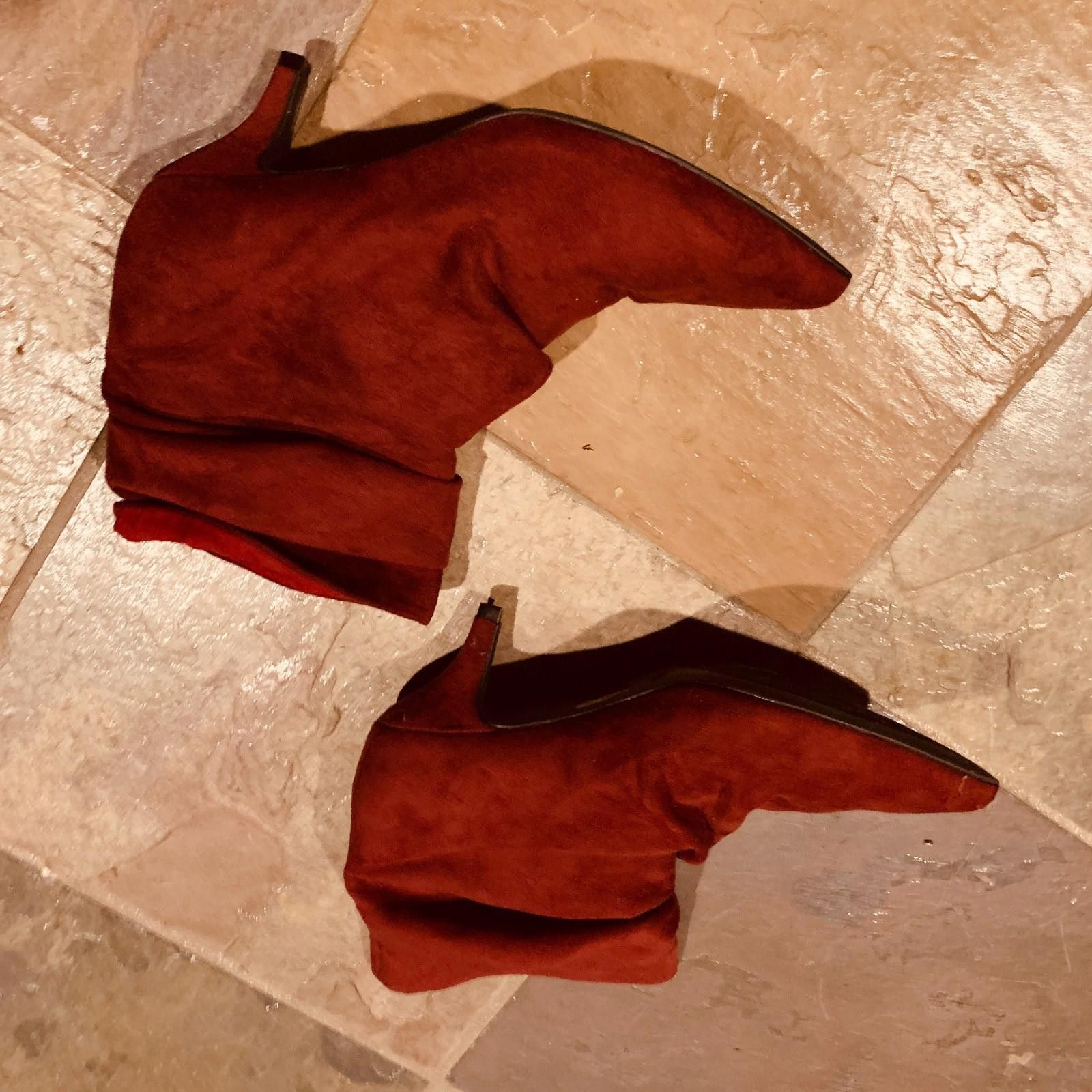 The Unbranded Brand Womans Ankle Boots Wine Red Soft Boots Heels 8 (G122) Size US 8 / IT 38 - 2 Thumbnail