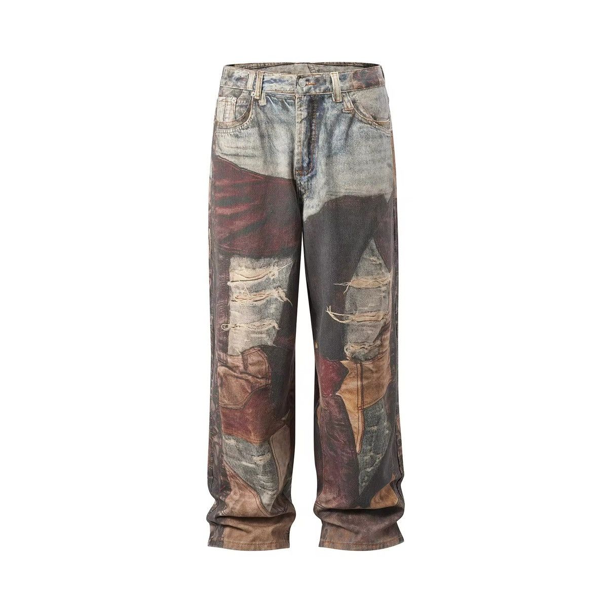 Jean × Vintage Streetwear Design Old Patch Retro Printing Distressed Jeans Size US 35 - 11 Thumbnail