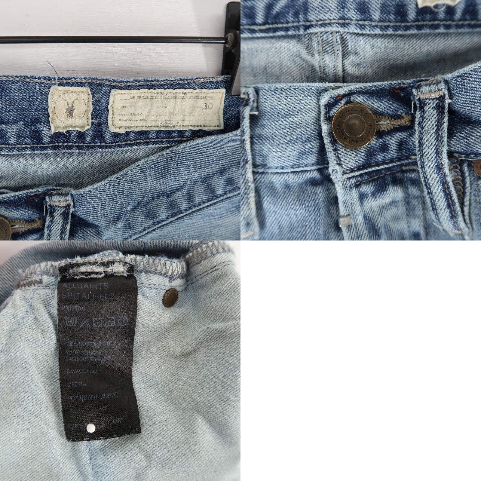Allsaints AllSaints Mens Savage Fuse Jean Shorts 30 Blue Button Fly Distressed Denim Size US 30 / EU 46 - 8 Thumbnail